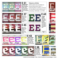 E Letter Choices - View all letter E's Here - Not for Purchase